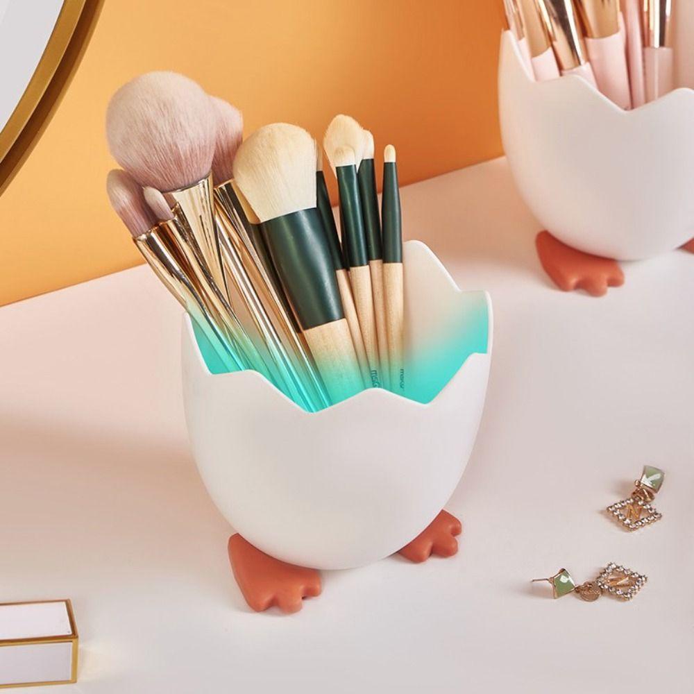 Lanfy Eggshell Pen Holder Kawaii Plastik Sekolah Kantor Brushes Organizer Meja Ornamen Multifungsi Serba Serbi Penyimpanan Ember