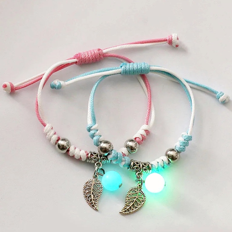 Gelang Tali Couple Pelangi Hati Set Korea Lucu Kucing Bercahaya Gelang Hari Valentine Kekinian