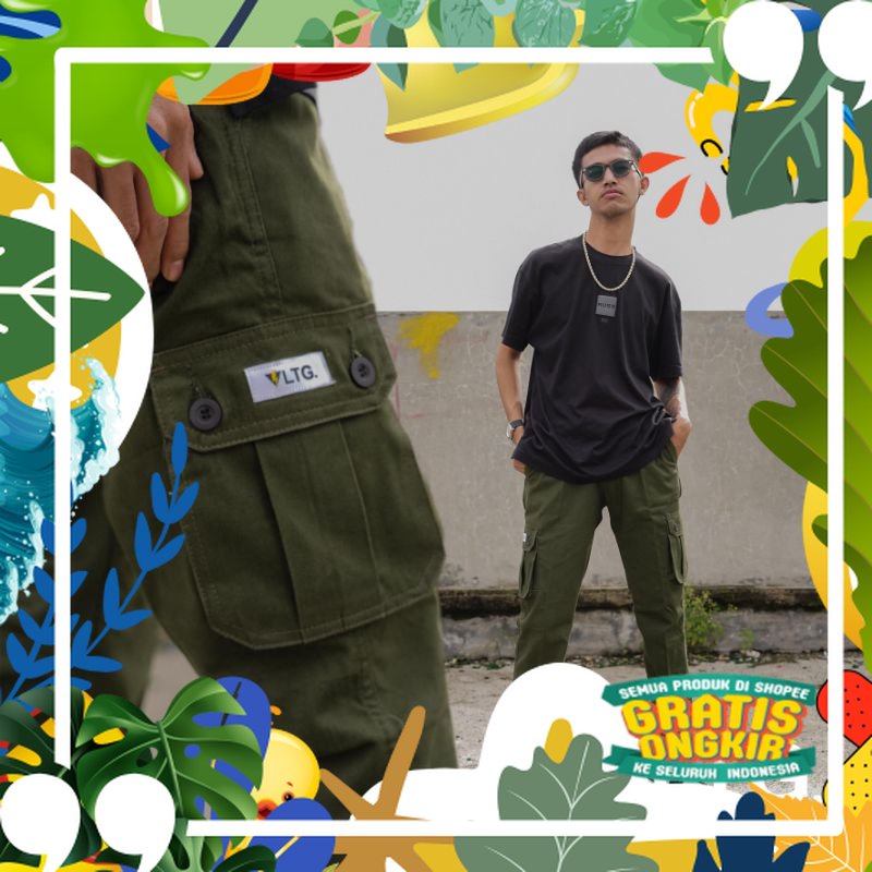 Celana Cargo Panjang VLTG.industry Green Army Kualitas Bahan Premium Grade A/ Anakanak kado ultah me