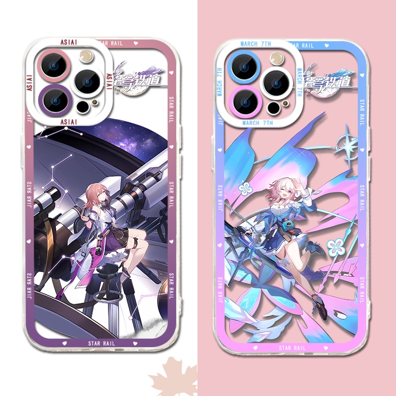 IPHONE Honkai Star Rail Himeko Phone Case Kompatibel Untuk Iphone14 11 13 12 Pro Max XS XR X8 7 6S Plus Mini Lembut Asta Maret 7th Casing Transparan TPU Silikon Shockproof Cover