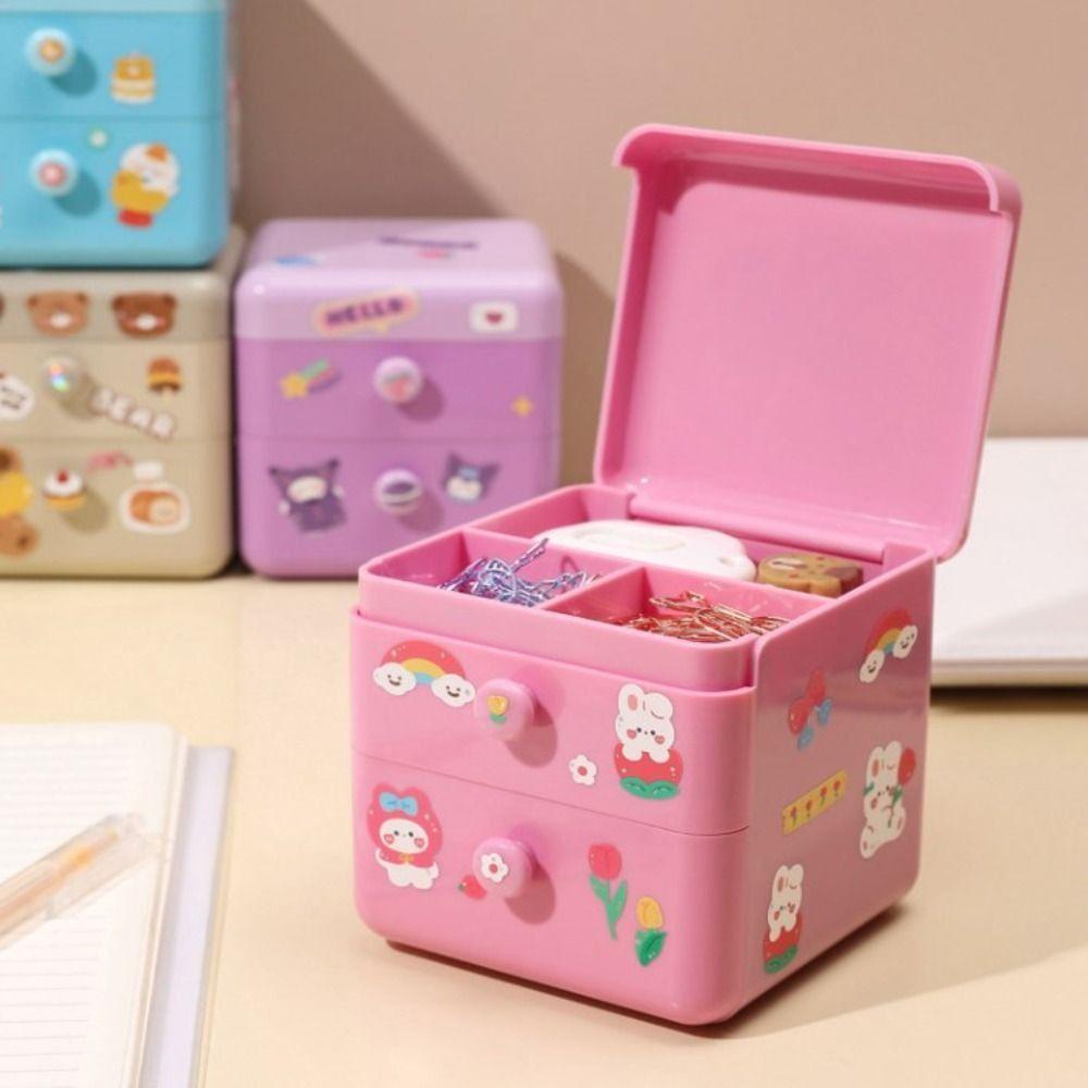 [Elegan] Desktop Storage Drawer INS Style Perhiasan Sederhana Earphone Rumah Kantor Serba Serbi Laci Kotak Penyimpanan