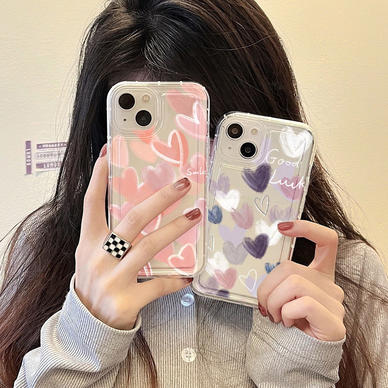 Heart Soft Case Untuk Vivo Y12S Y12A Y11 Y12 Y15 Y17 Y20 Y20S Y21 Y21A Y21G Y21S Y33 Y33S Y33T Y3S Y90 Y91 Y91C Y91i Y95 Y70 Y1S V21 V255G X8 Lite Airbag Shockproof Cover