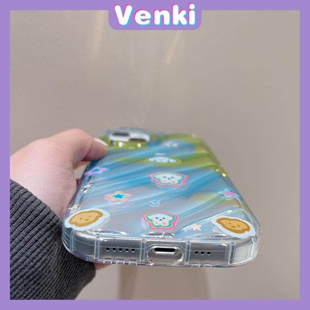 VENKI - Untuk iPhone 11 iPhone Case Laser Reflektif Bening Phone Case TPU Soft Shockproof Airbag Case Cute Gradient Puppy Kompatibel dengan iPhone 14 13 Pro max 12 Pro 7Plus 8Plus