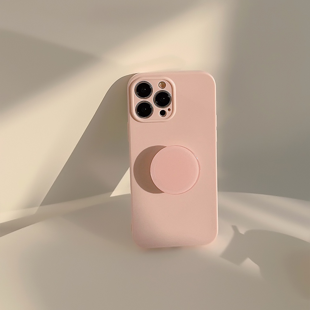 IPHONE Korea Simple Case Silikon Warna Solid Dengan Holder Untuk Iphone11 12 13 PRO MAX Casing Cover Pelindung AT0331