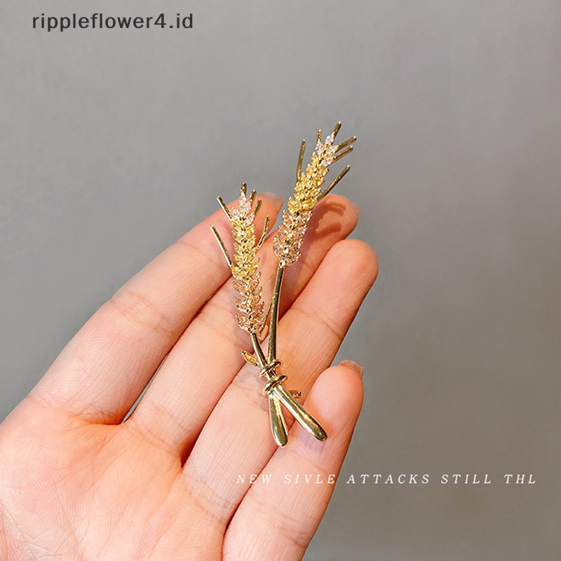 {rippleflower4.id} Bros Pin Kerah Telinga Gandum Baru Setelan Pria Wanita Ins Style Jewelry~