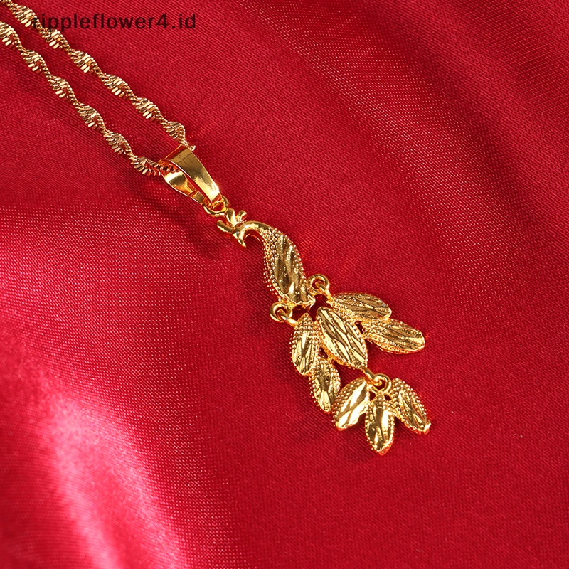 {rippleflower4.id} Perhiasan Lapis Emas Untuk Wanita Merak Panjang Rumbai Liontin Kalung Anting Perhiasan Pernikahan Hadiah Pesta~