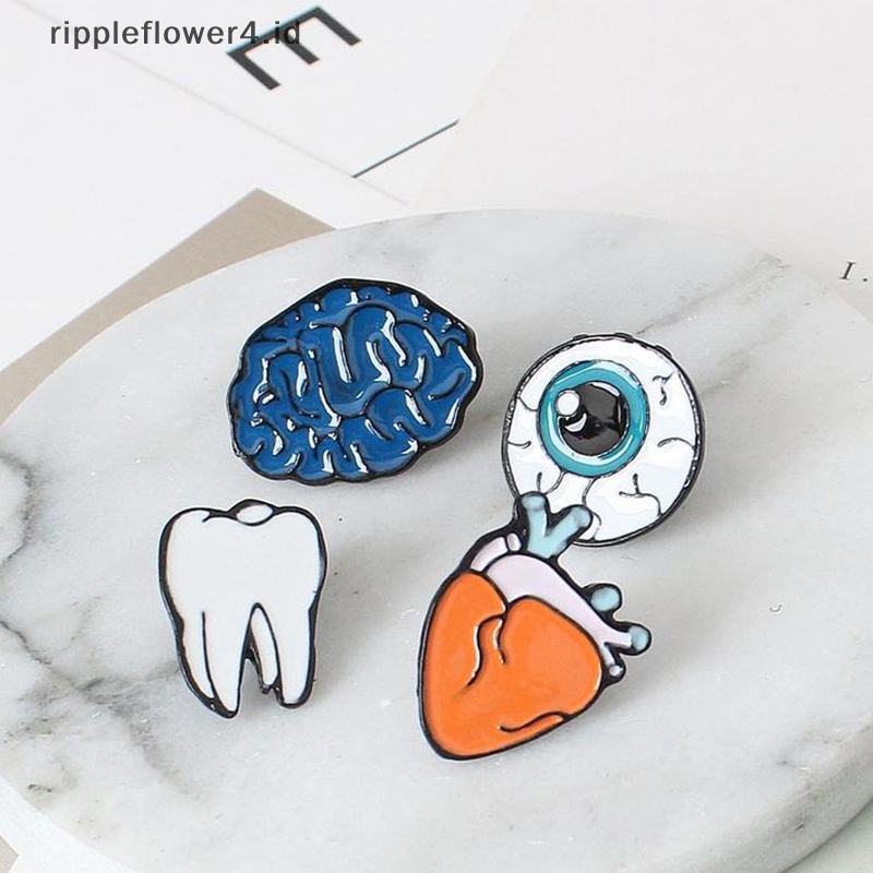 {rippleflower4.id} Warna Drop Oil Organ Manusia Bros Korsase Otak /Mata /Teeth/Heart Brooch Aksesoris~