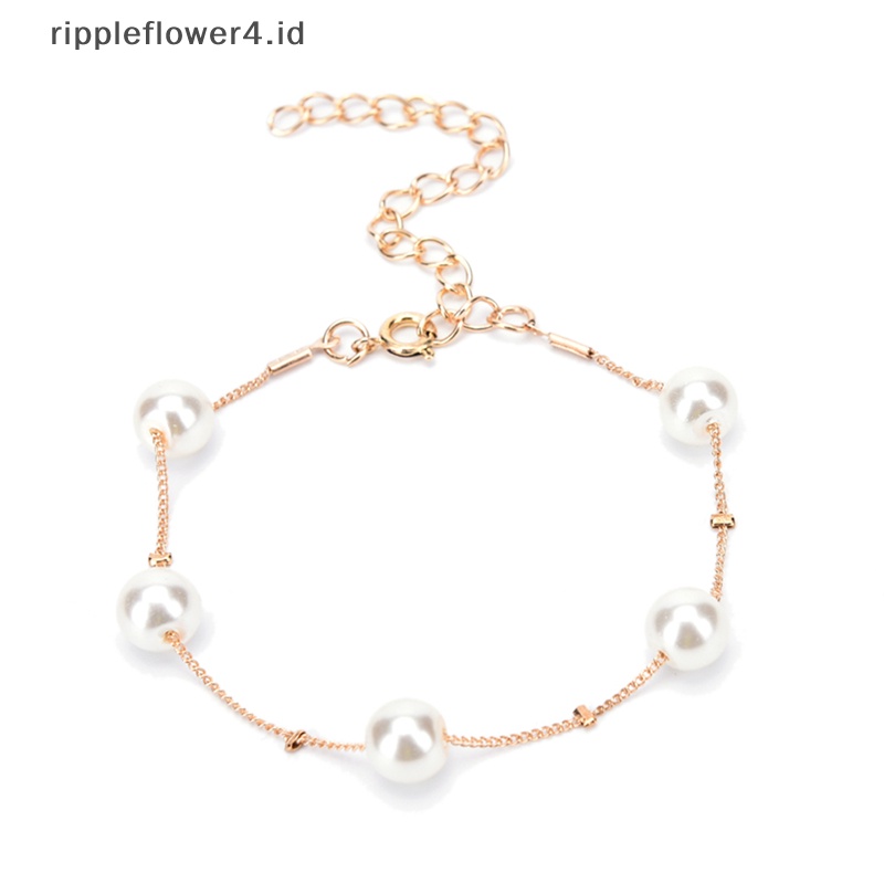 {rippleflower4.id} Multilayer Simulasi Mutiara Kalung Gelang Anting Set Perhiasan Lapis Emas~