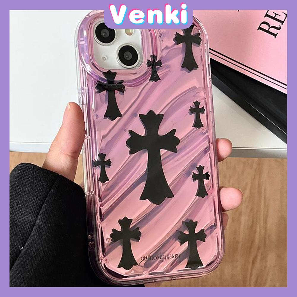 VENKI - Untuk iPhone 11 iPhone Case Laser Reflektif Bening Phone Case TPU Lembut Shockproof Airbag Ponsel Case Sederhana Cro Heart Kompatibel dengan iPhone 14 13 Pro max 12 Pro Max XR XR 7 8