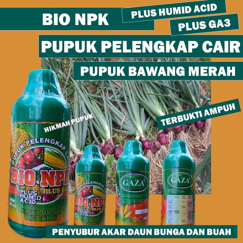 Pupuk Pelebat Bawang Merah Terbaik BIO NPK GAZA Isi 500 ML, Pupuk Organik Cair Pelebat Bawang Merah 