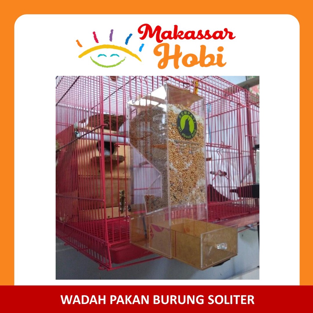 Wadah Pakan Milet Burung Lovebird Akrilik Soliter Dispenser Ternak