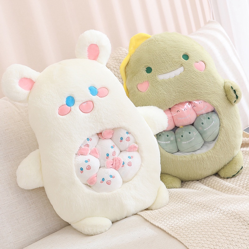 Kartun Manyo Boneka Beruang Hewan snack Bantal Tas koala Dinosaurus Kelinci Mainan Mewah Boneka plushie pillow