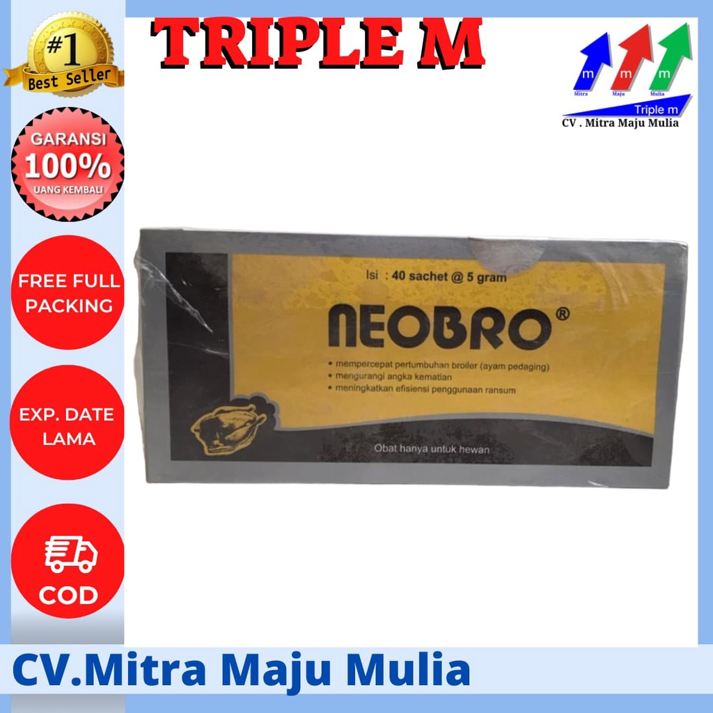 Neobro 1 Box isi 40 Sachet @ 5 Gram Multivitamin Penambah Nafsu Pertumbuhan Broiler (Ayam Pedaging)