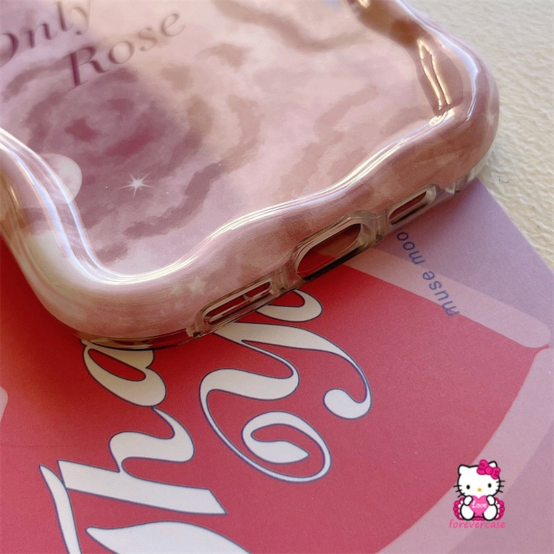 Casing Soft Glossy 3D Wavy Curved Edge Untuk Samsung A13 A03s A23 A14 A51 A03 A20s A30s A24 A21s A32 A02s A04s A31 A04 A50 A20 A30 A12 A10s A11 A52 Cover Bunga Mawar