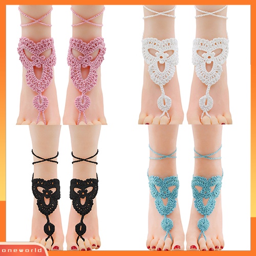 [WOD] Gelang Kaki Barefoot Cewek Crochet Cotton Ankle Chain Sandal Gelang Kaki Perhiasan