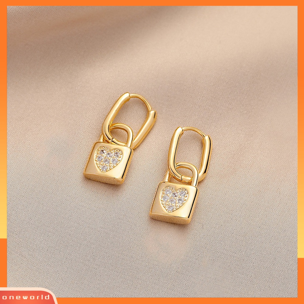 [WOD] 1pasang Anting Menjuntai Bentuk Kunci Pola Hati Perhiasan Berlian Imitasi Bersinar Anting Untuk Pesta Perjamuan Prom