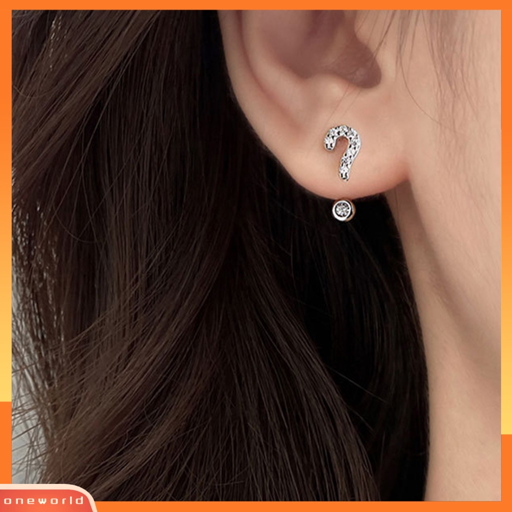 [WOD] 1pasang Anting Pejantan Tanda Seru Asimetris Wanita Tanda Tanya Kecil Ear Studs Perhiasan Hadiah