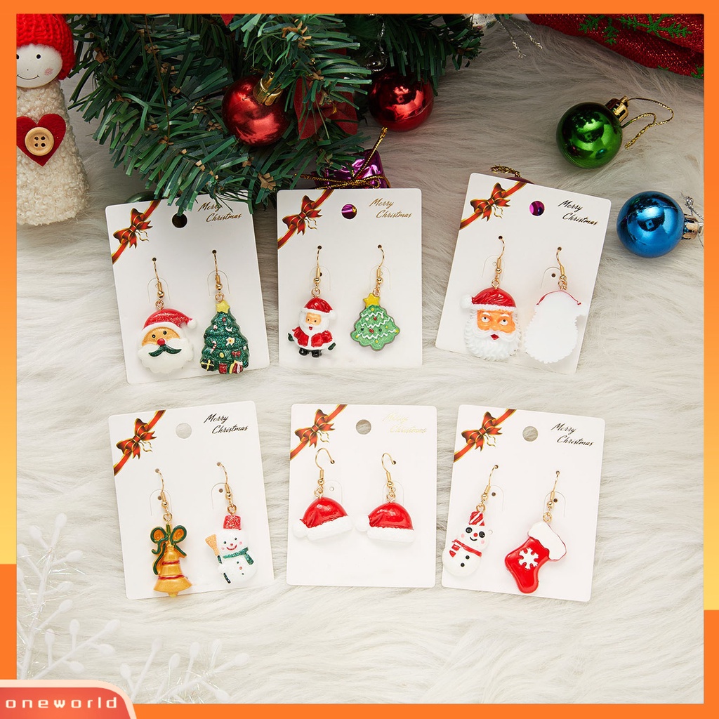 [WOD] 1pasang Anting Wanita Santa Claus Semua Pertandingan Perhiasan Pohon Snowman Kaus Kaki Rumah Liontin Anting Kait Untuk Natal