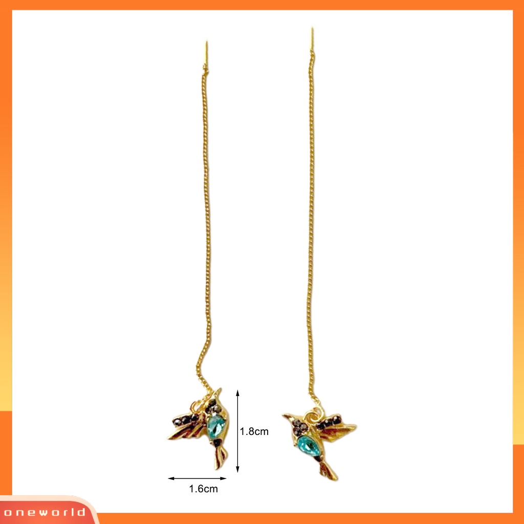 [WOD] 1pasang Anting Drop Menarik Tidak Alergi Ramah Lingkungan Hummingbird Panjang Liontin Menjuntai Anting Untuk Harian