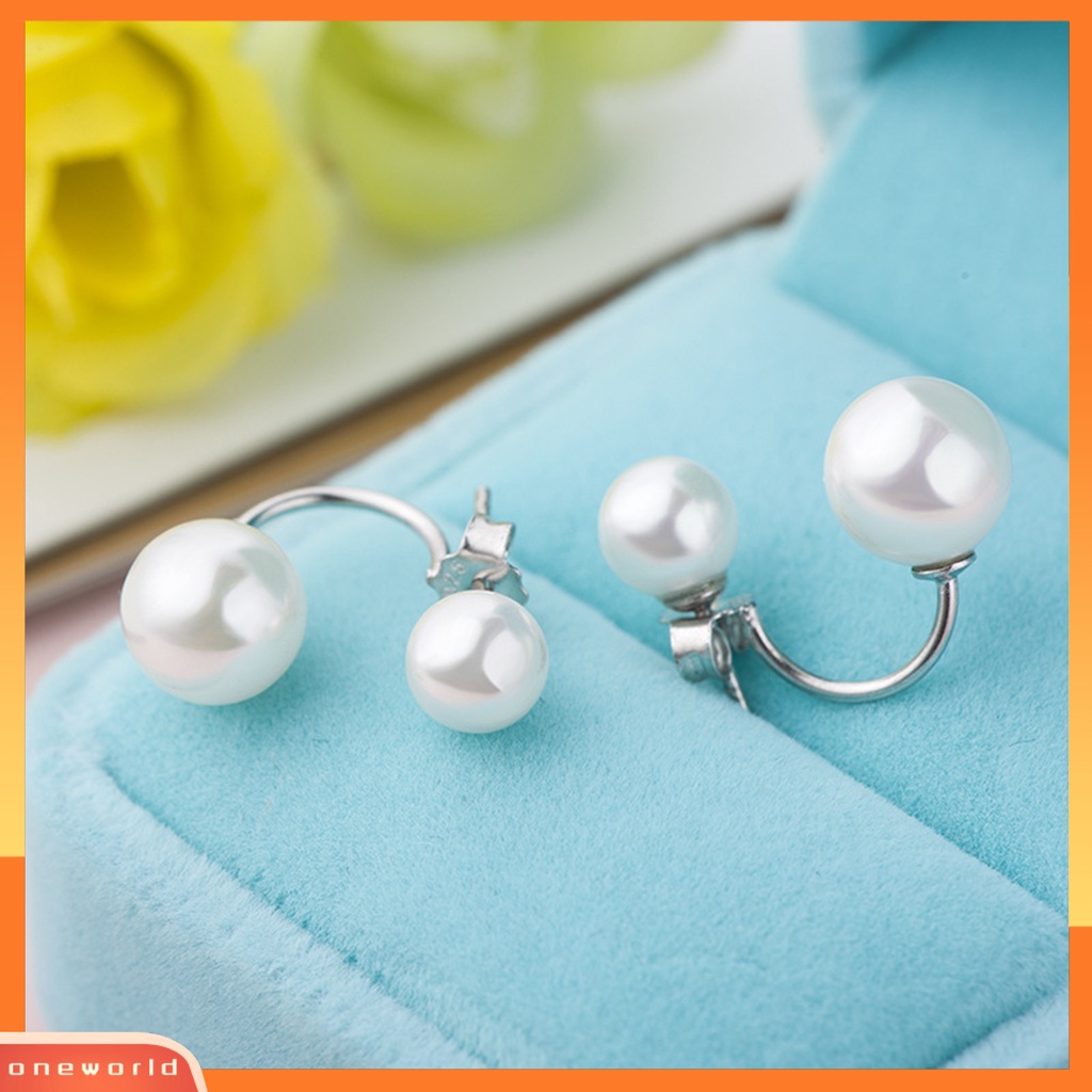 [WOD] 1pasang Ear Studs Dual Purpose Elegan Temperamen All-match Tepi Halus Hias Bentuk C Fashion Mutiara Imitasi Stud Earrings Wanita Perhiasan Untuk Pacaran