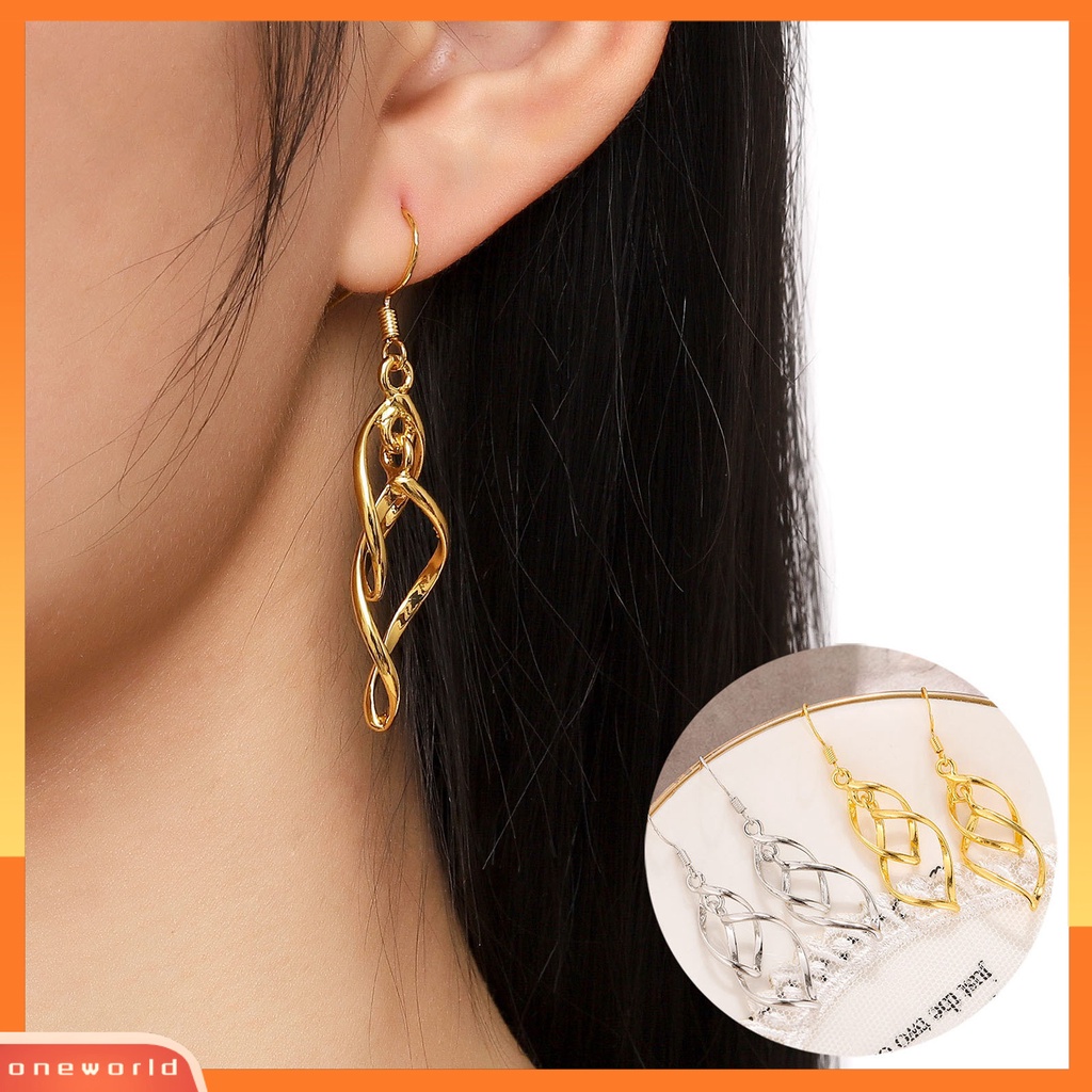 [WOD] 1pasang Anting Kait Linear Swirl Bohemian Perhiasan Halus Tahan Lama Drop Earrings Untuk Pakaian Sehari-Hari