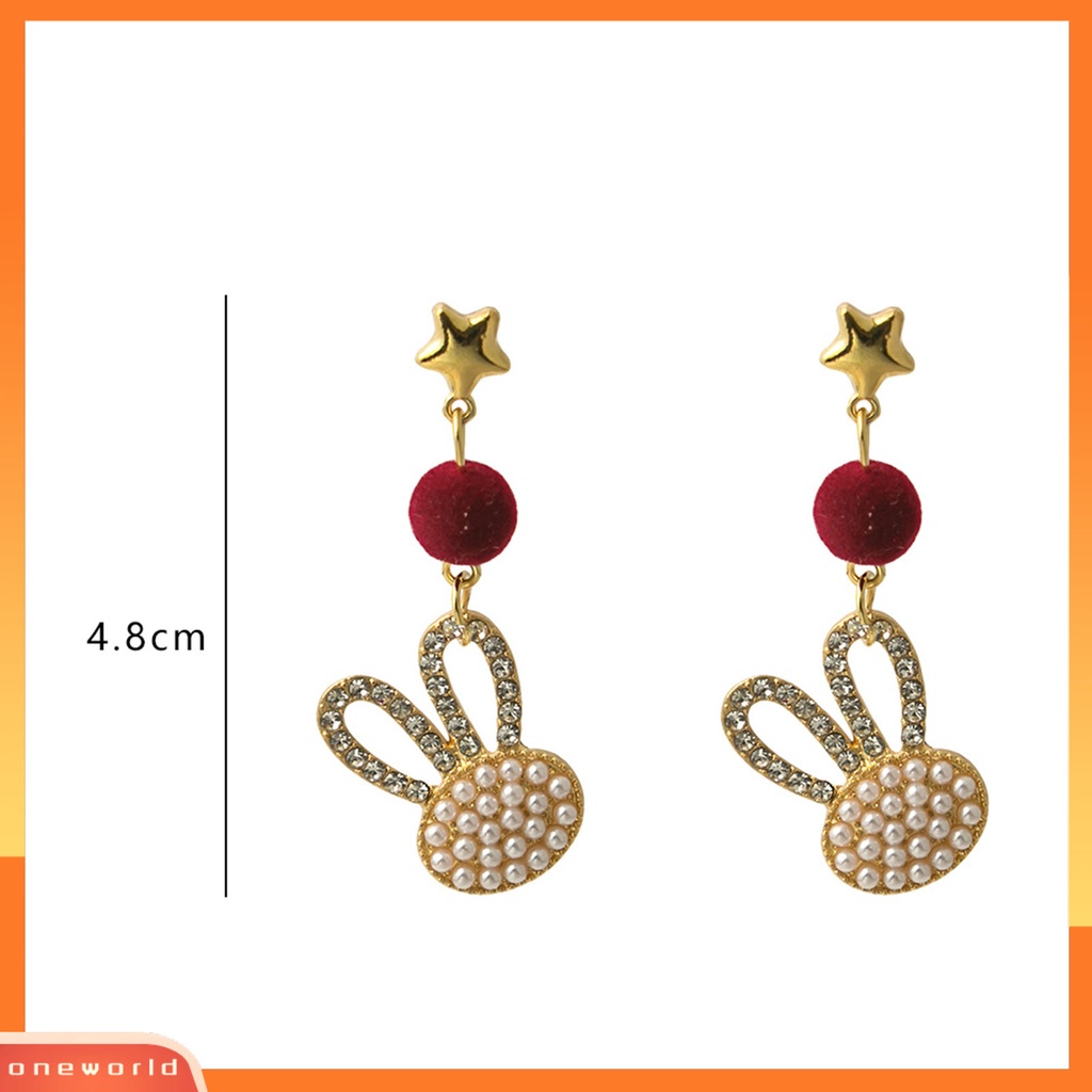 [WOD] 1pasang Anting Menjuntai Manis Berlian Imitasi Mutiara Imitasi Bintang Gaya Korea Musim Dingin Musim Gugur Lucu Kelinci Pompom Stud Earrings Untuk Pacaran