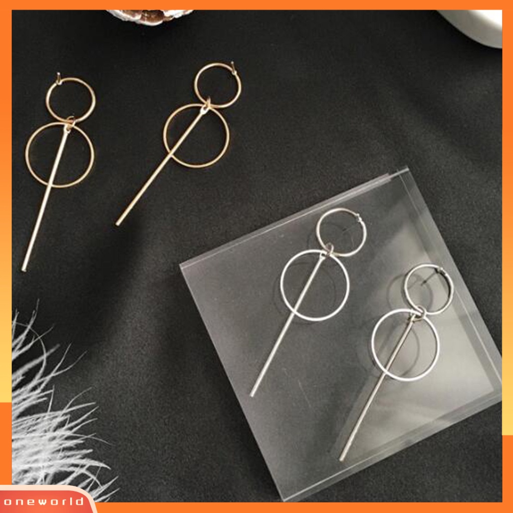 [WOD] Wanita Anting Alloy Geometris Lingkaran Ganda Rumbai Panjang Menjuntai Ear Studs Earrings Perhiasan Untuk Pesta