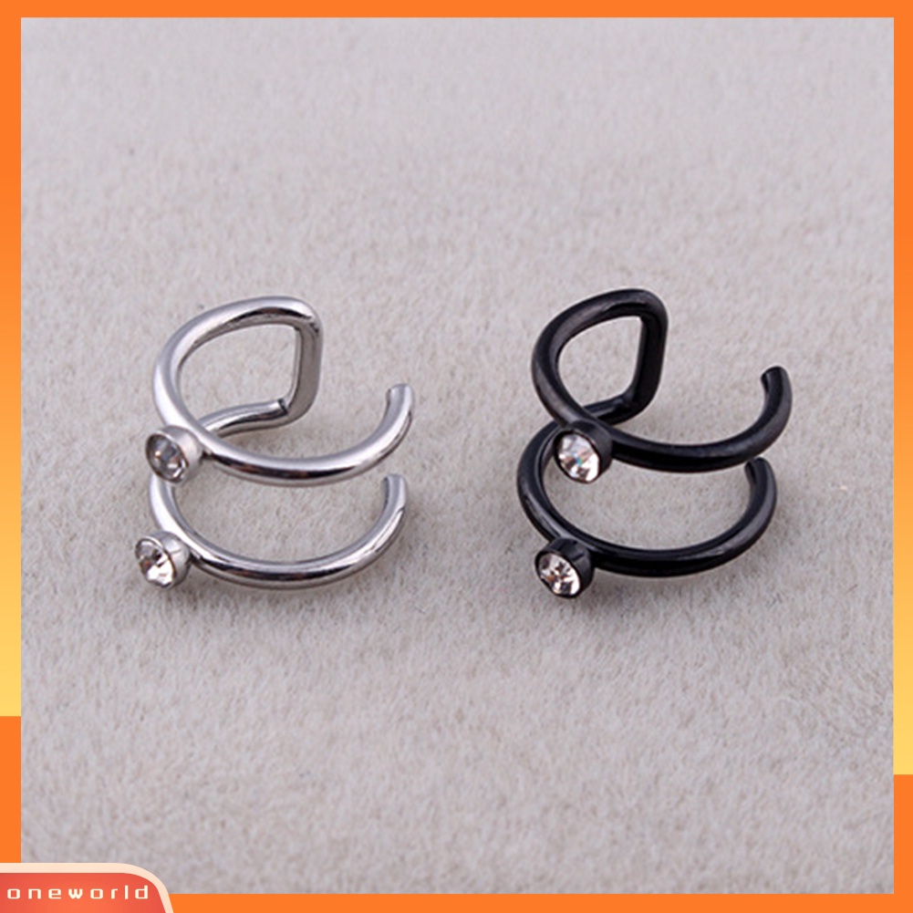 [WOD] 1pc Wanita Berlian Imitasi Hias Helix Tulang Rawan Telinga Manset Tanpa Tindik Klip On Earring