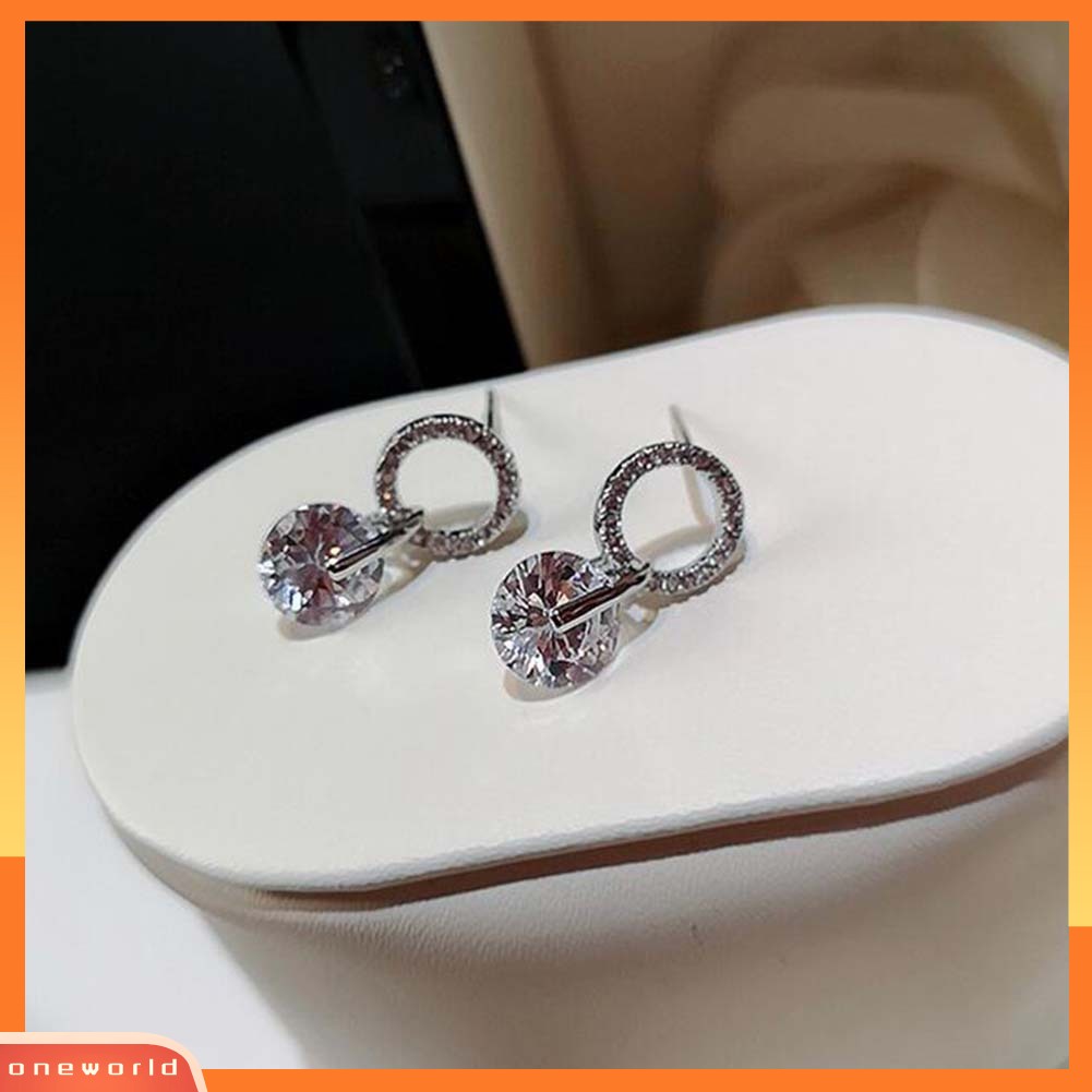 [WOD] Fashion Wanita Berongga Lingkaran Berlian Imitasi Hias Pesona Stud Anting Perhiasan Hadiah