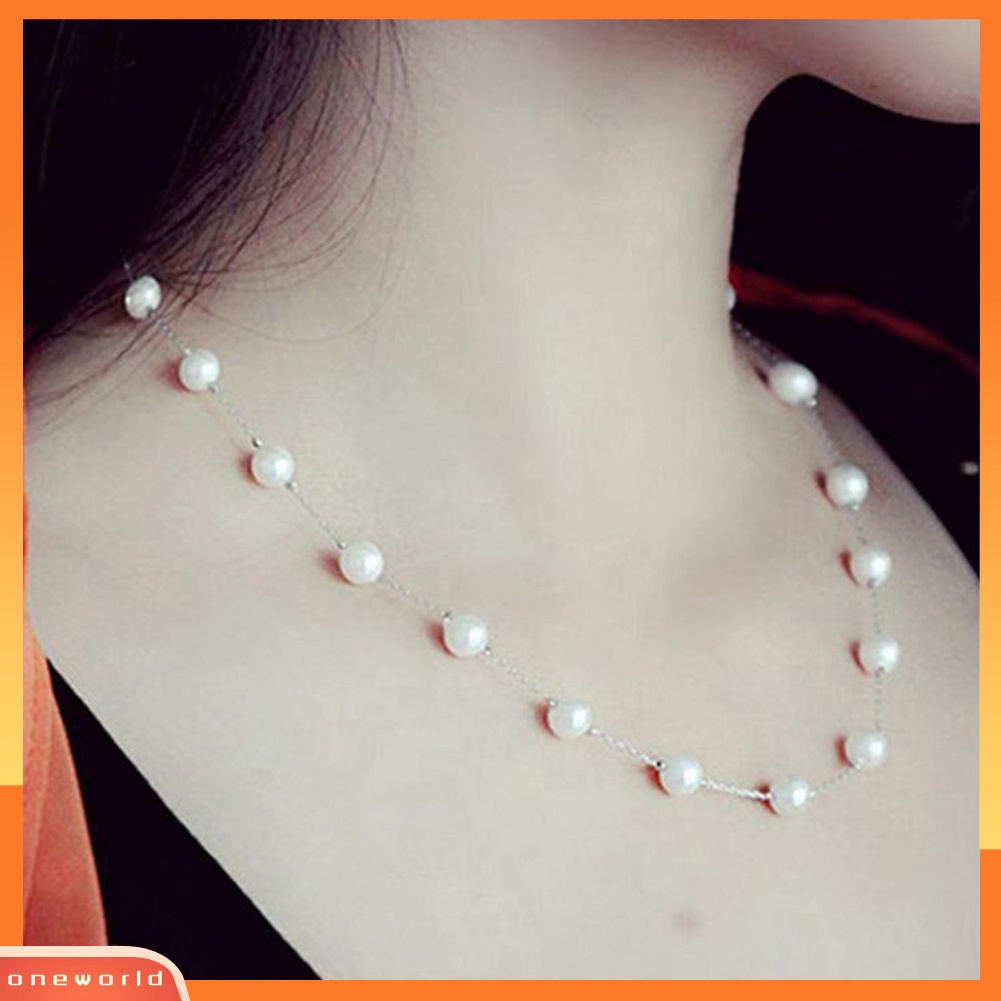 [WOD] Pesta Fashion Wanita Mutiara Imitasi Pesona Rantai Choker Pendek Kalung Perhiasan Hadiah