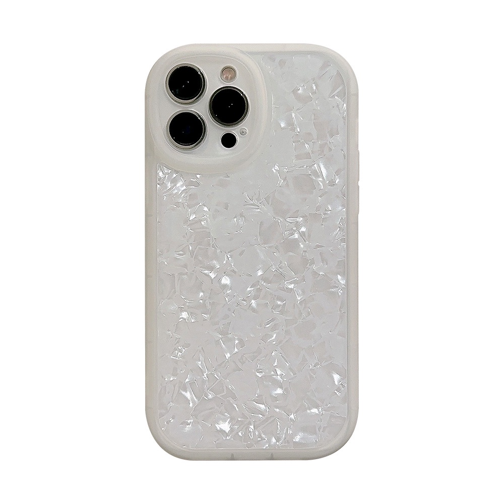 Ins Putih Ungu Blingbling Pola Shell Silikon Case Untuk Iphone SE2020 7/8 Plus 14x XR XM 11 12 MINI 13 PRO MAX Casing Cover Pelindung AT0307