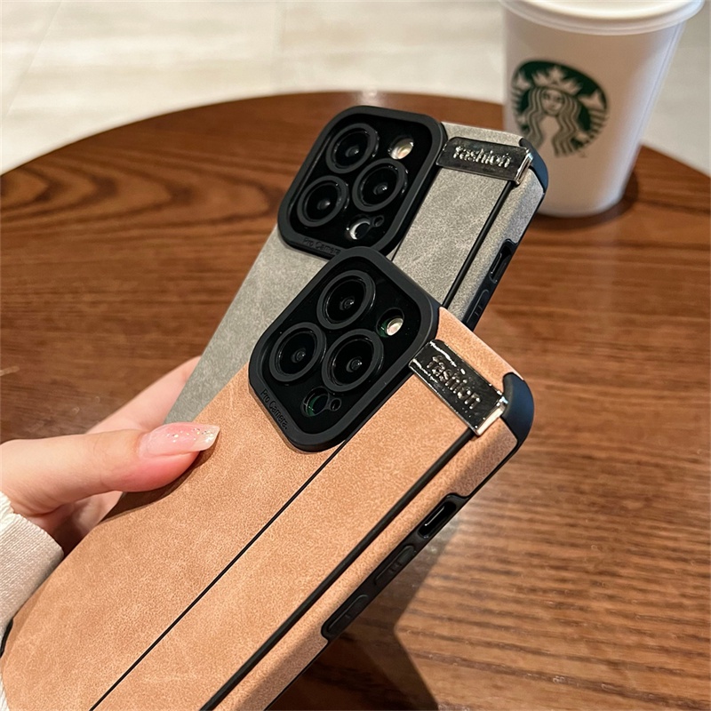 IPHONE Gelang Tangan Kulit Suede Untuk Iphone11 12 13 14 Pro Max7 8 14 plus X XS MAX XR Stand Phone Case Silikon Lembut Shockproof Cover