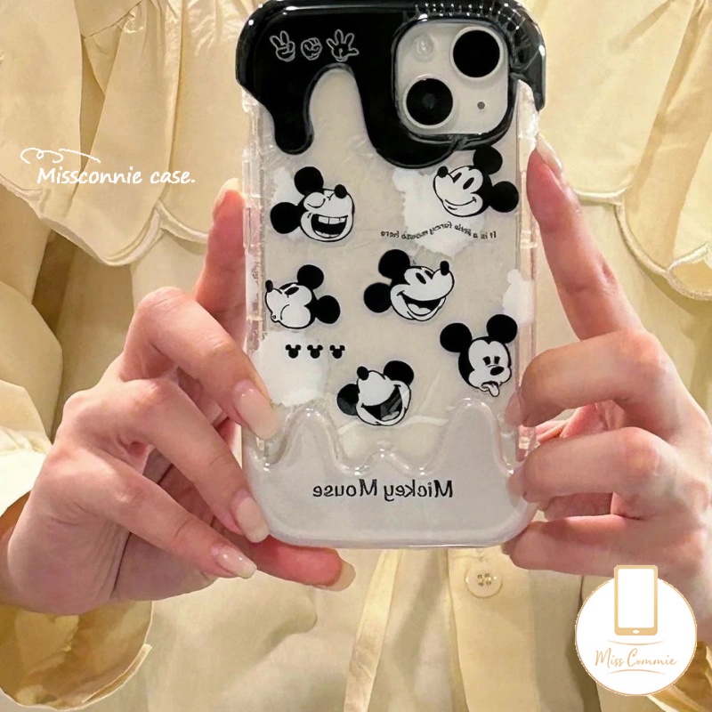 IPHONE Couple Casing Ponsel Kartun Lucu Mickey Minnie Mouse Kompatibel Untuk Iphone11Xr 7Plus 8Plus 7 8 Plus 11 14 13 12 Pro Max X XS Max Kreatif Permen 3D Es Krim Shockproof Soft Cover