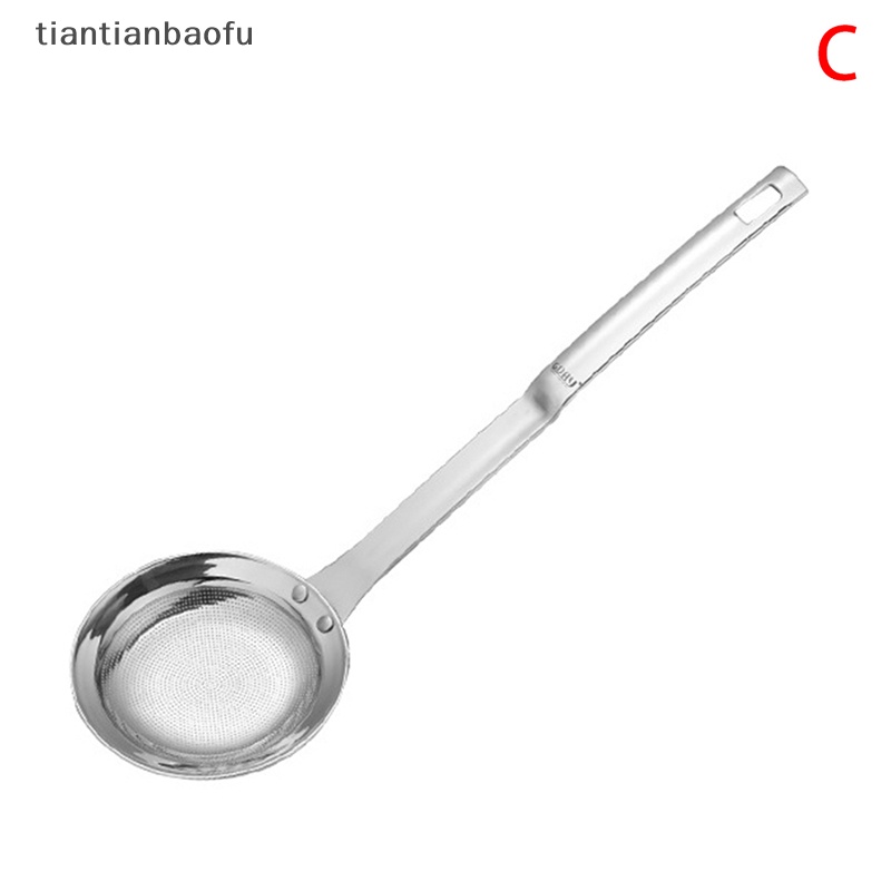 [tiantianbaofu] Stainless Steel Jaring Halus Saring Busa Skimmer Sendok Penyaring Minyak Gagang Panjang Butik