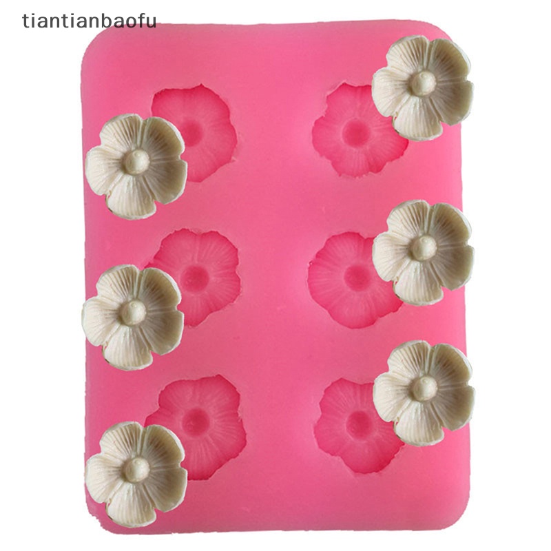 [tiantianbaofu] 1pc Enam Lubang Kecil Bunga Daisy Blossom Silikon Cetakan DIY Dessert Baking Mold Butik