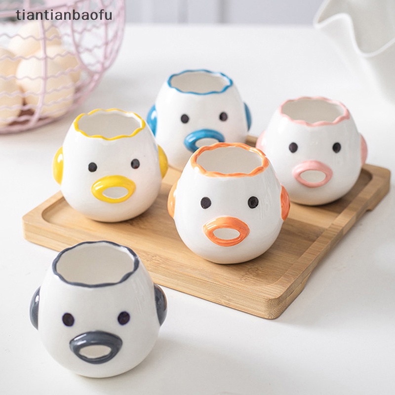 [tiantianbaofu] Alat Pemisah Kuning Putih Telur Ayam Menggemaskan 1Pcs Kawaii Protein Ceramic Filter Separator Baking Cooking Kitchen Essential Art Tool Butik