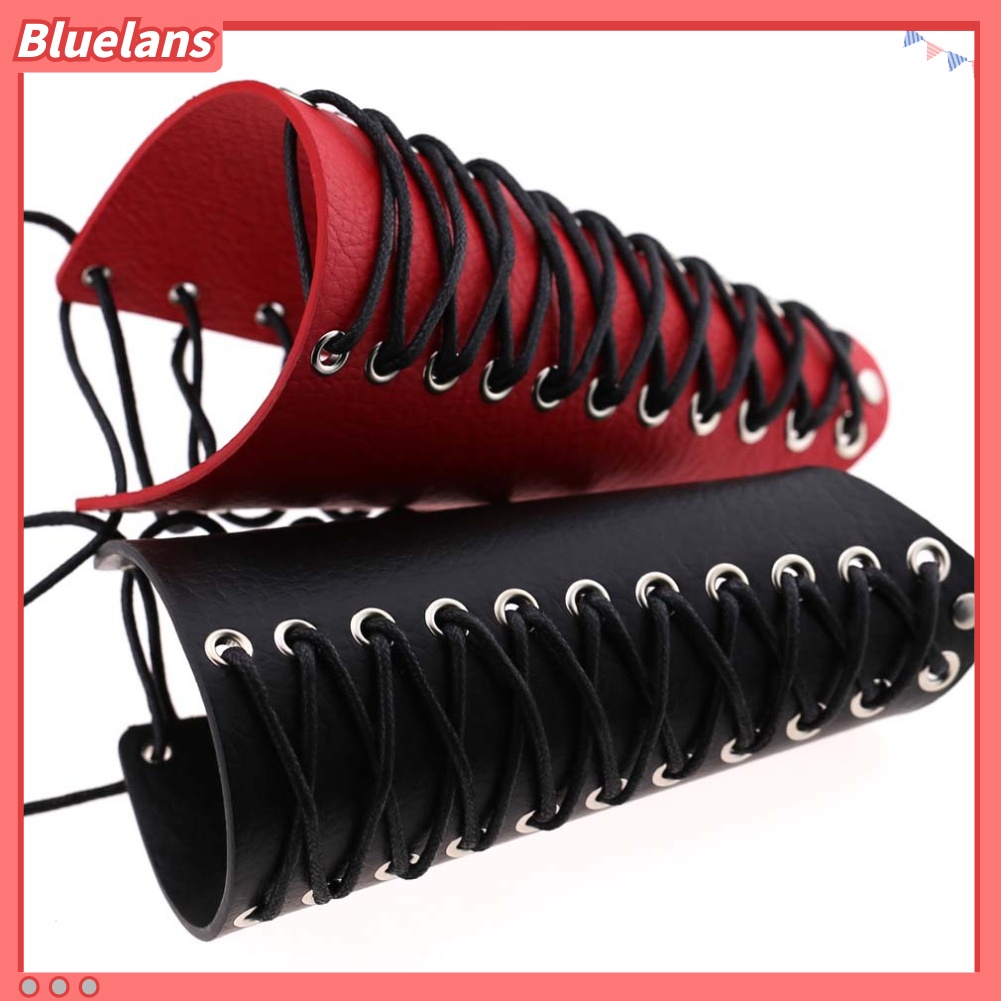 [BLS] Gelang Tangan Kulit Imitasi Rock Punk Arm Armor Bracer Wrist Wax Rope Braided Strap