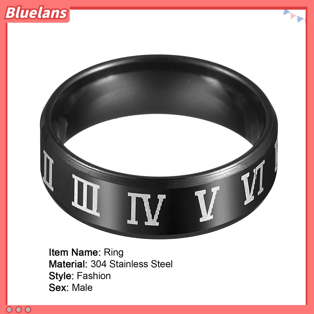 [BLS] Cincin Jari Hadiah Perhiasan Mewah Bahan Stainless Steel Motif Angka Romawi Pria Band Untuk Prom