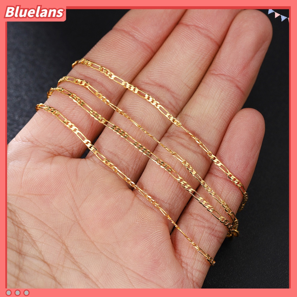 [BLS] Fashion Unisex Lebar 2mm Rantai Berlapis Emas Kalung Membuat Perhiasan DIY Aksesori