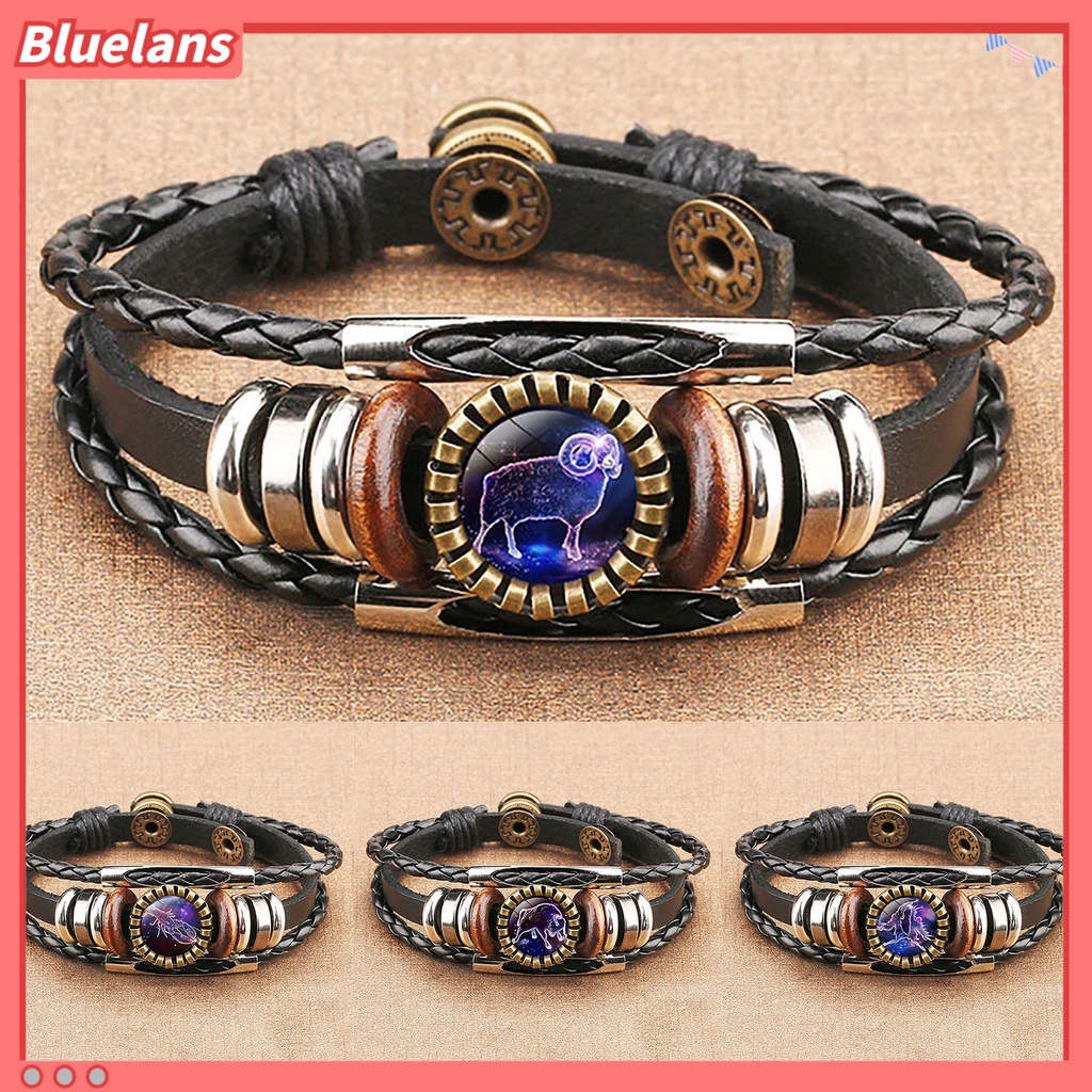 [BLS] Gelang Tangan Alloy Gaya Punk Hias Vintage Faux Leather Alloy Bracelet Untuk Memorial Pariwisata