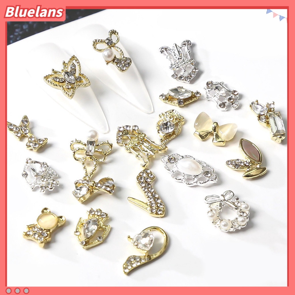 [BLM] 10pcs /Set Ornamen Paduan Kuku Berbagai Bentuk Tidak Luntur AB Coating Seri Vintage Art Parts Charms Metal Aksesoris Untuk Perempuan