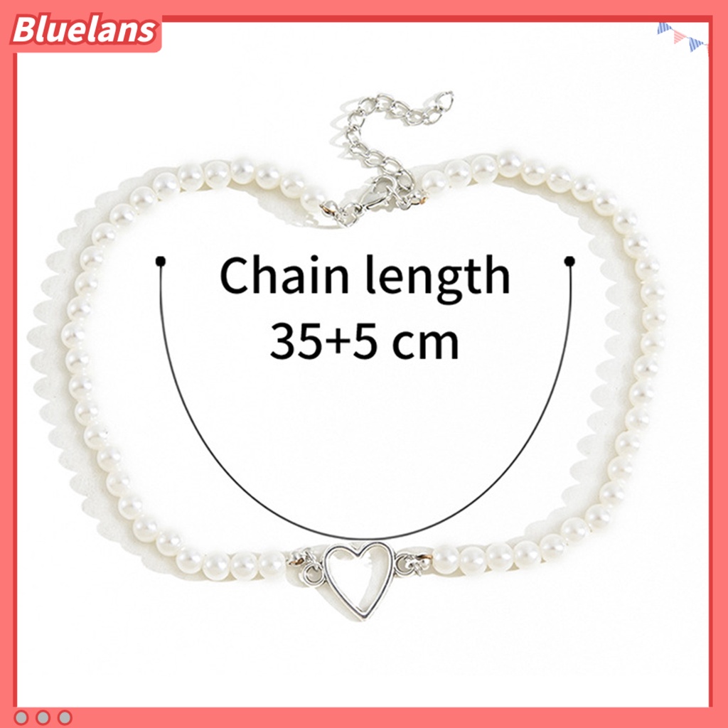 [BLS] Kalung Choker Elegan Berongga Keluar Jantung Geometris Adjustable Extension Rantai Dekorasi Hadiah Mutiara Imitasi Rantai Klavikula Lady Perhiasan Aksesoris Untuk Pacaran