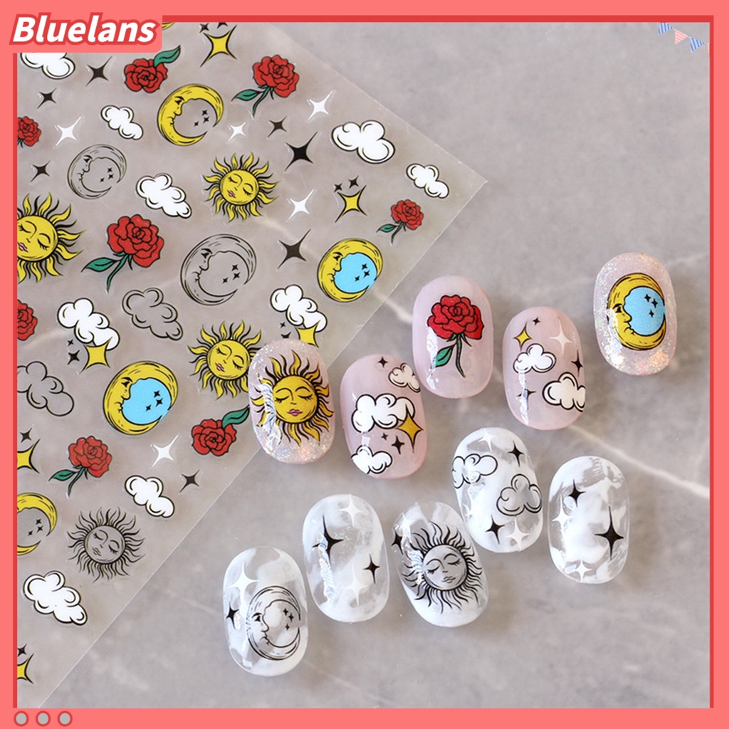 [BLM] Stiker Perekat Kuku Lovely DIY Paper Roses and Rabbits Nail Decals Untuk Wanita