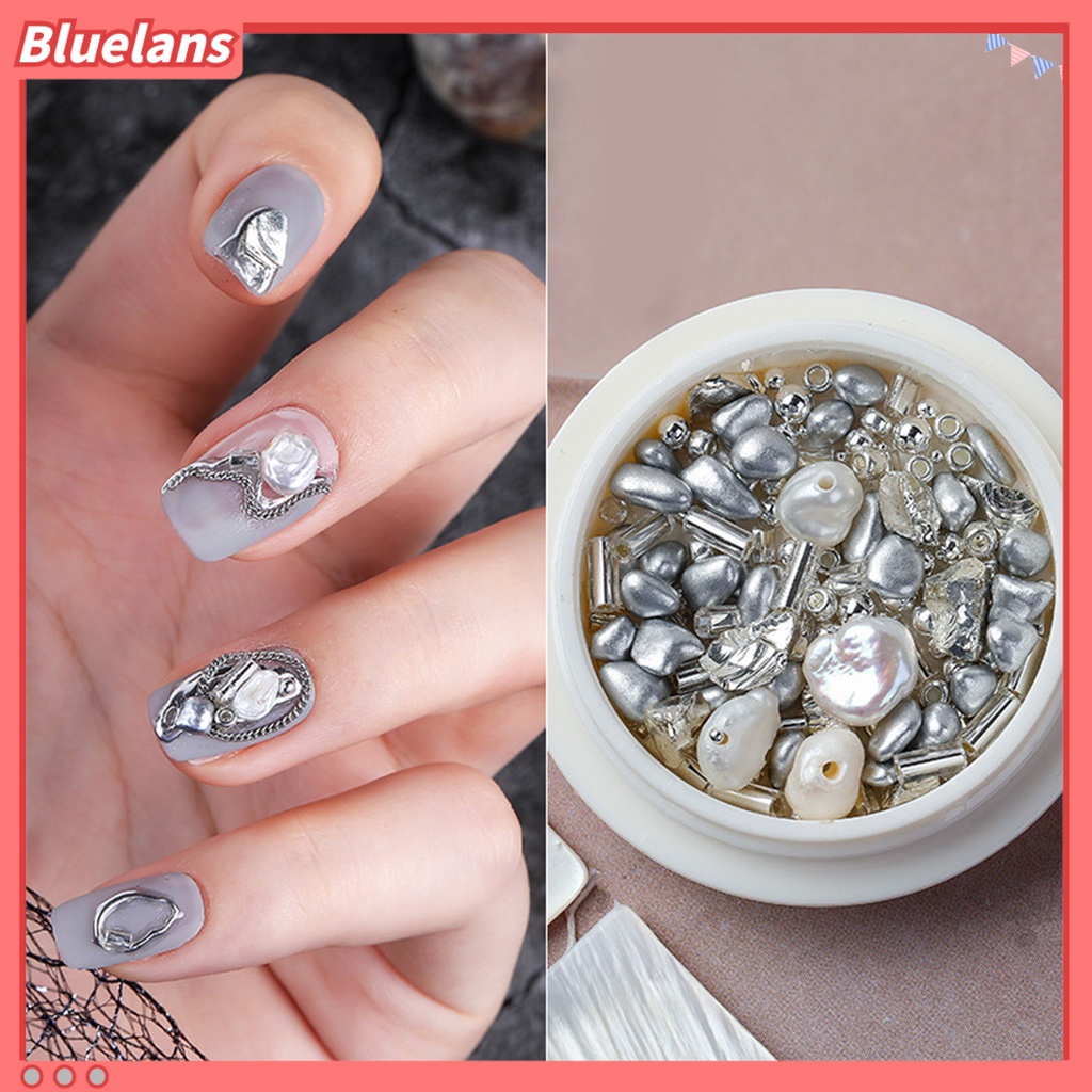 [BLM] 1box Nail Art Mutiara Indah DIY Ringan Berbentuk Mutiara Batu Shell Nail Art Aksesoris Untuk Wanita