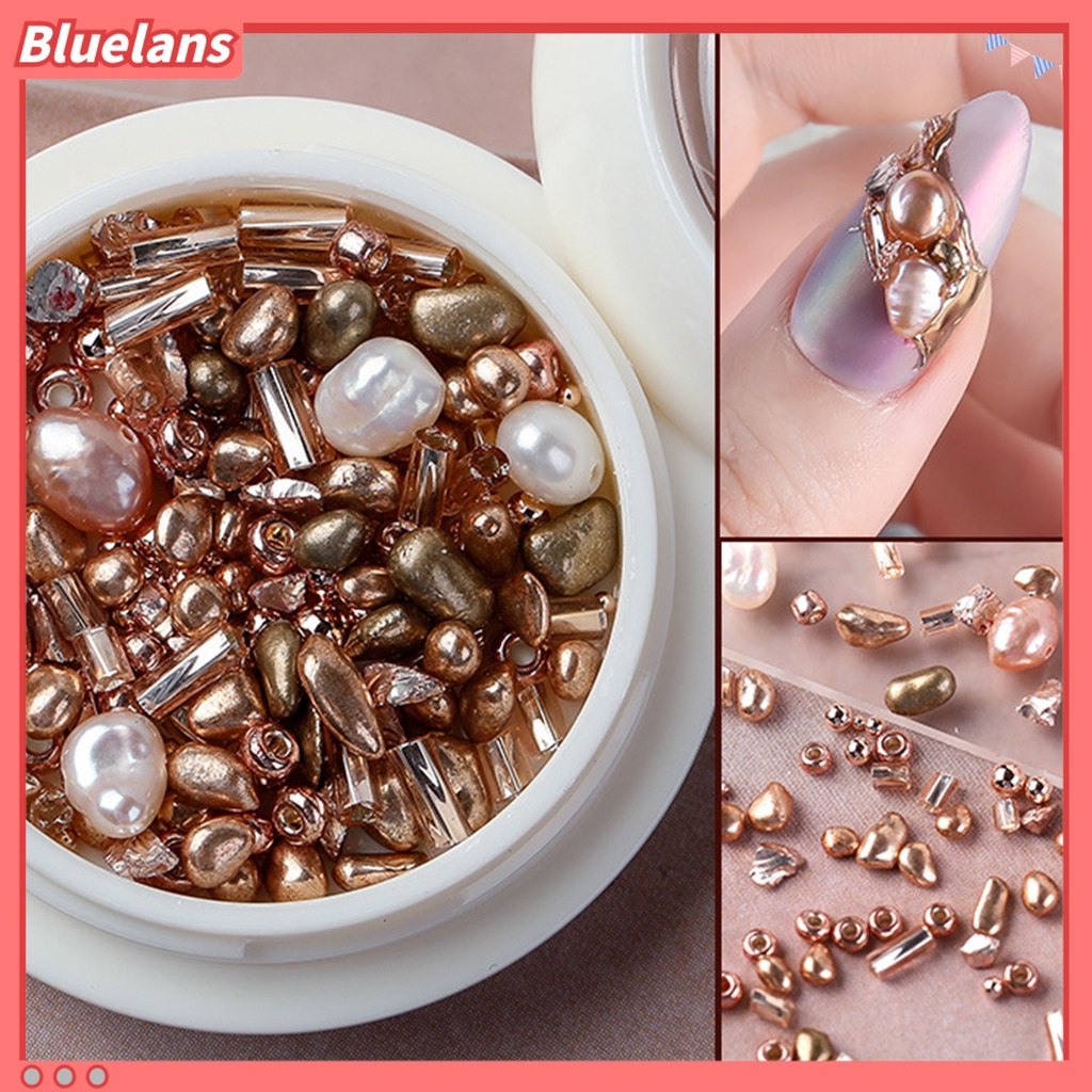 [BLM] 1box Nail Art Mutiara Indah DIY Ringan Berbentuk Mutiara Batu Shell Nail Art Aksesoris Untuk Wanita