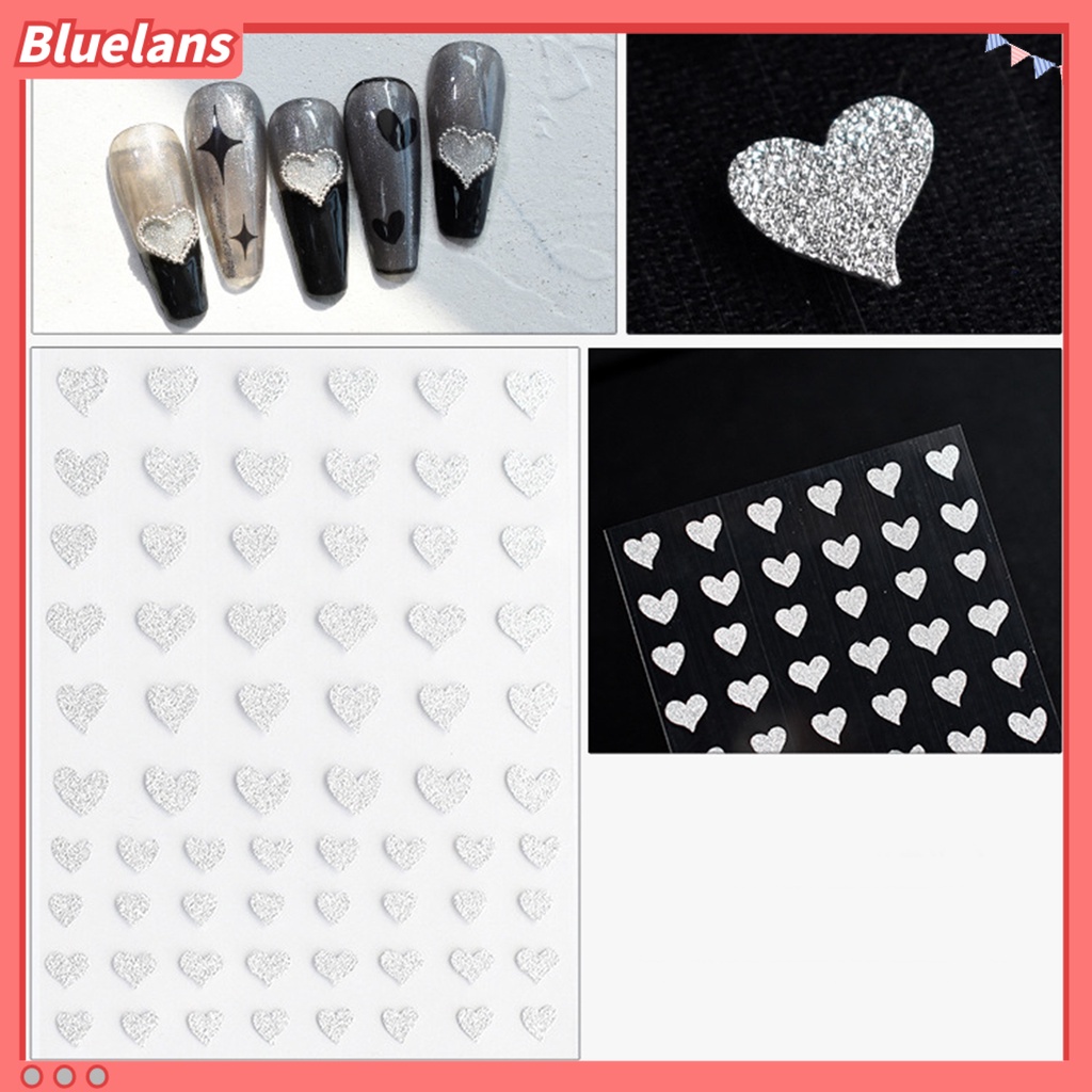 [BLM] Stiker Hati Mengkilap Gambar Hidup DIY Aneka Bentuk Flash Silver Nail Art Sticker Untuk Wanita