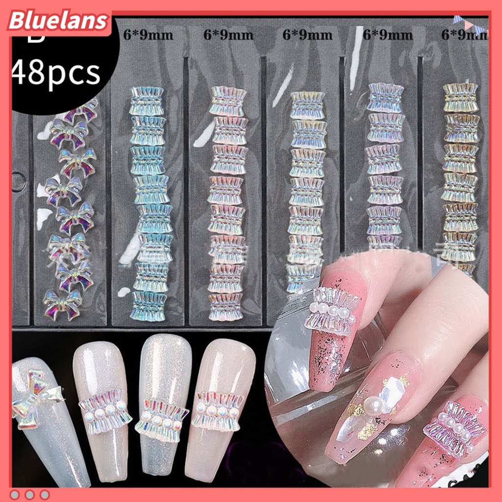 [BLM] 1tas Pesona Kuku Berkilau Mempesona Efek Visual Bentuk Kreatif Mudah Diterapkan Plastik Busur-Simpul Gaya Perhiasan Kuku DIY Craft Ornamen Perlengkapan Kuku