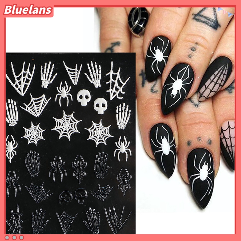 [BLM] Stiker Kuku Pola Horror Kuat Lengket Tidak Luntur Perekat Diri Yang Dapat Dilepas Dekoratif PVC Gaya Halloween DIY Nail Art Stiker Ornamen Perlengkapan Kuku