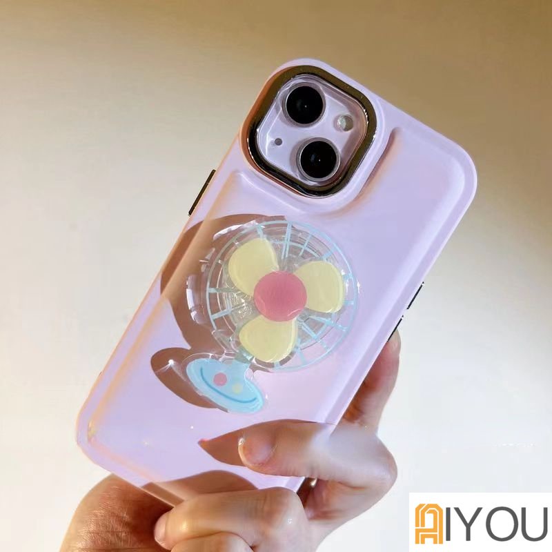 IPHONE Casing Ponsel Holder Kipas Yang Dapat Diputar Kreatif Untuk Iphone14 12 11 13 Pro Max Korea Jepang Warna Permen Gadis Lucu Lembut Silikon Cover