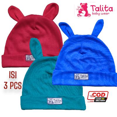 Talita 3 PCS Topi  Bayi Newborn Perlengkapan Baby Baru Lahir Topi Kuping Rainbow